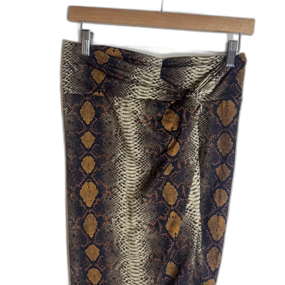 Skims coverup Skirt Womens Small Brown Snake Print Wrap High Waist Midi‎ Stretch